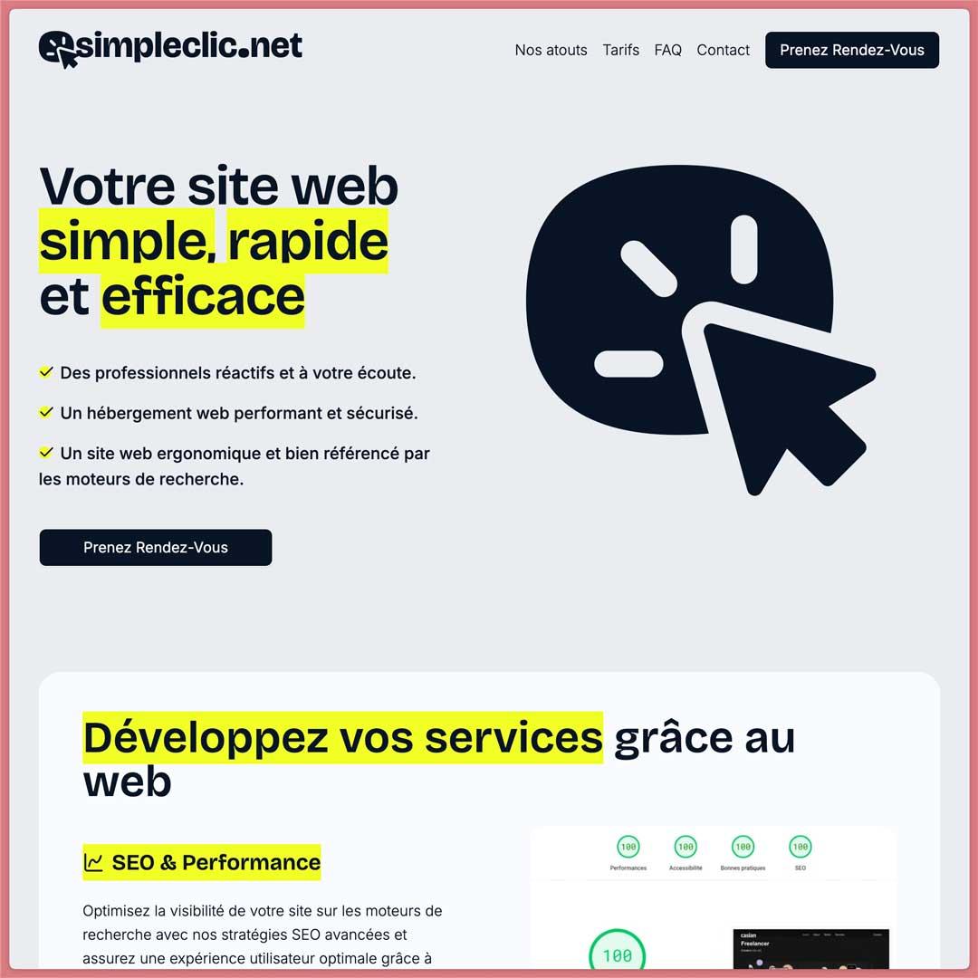 simpleclic.net (Développement web, Next.js, React).